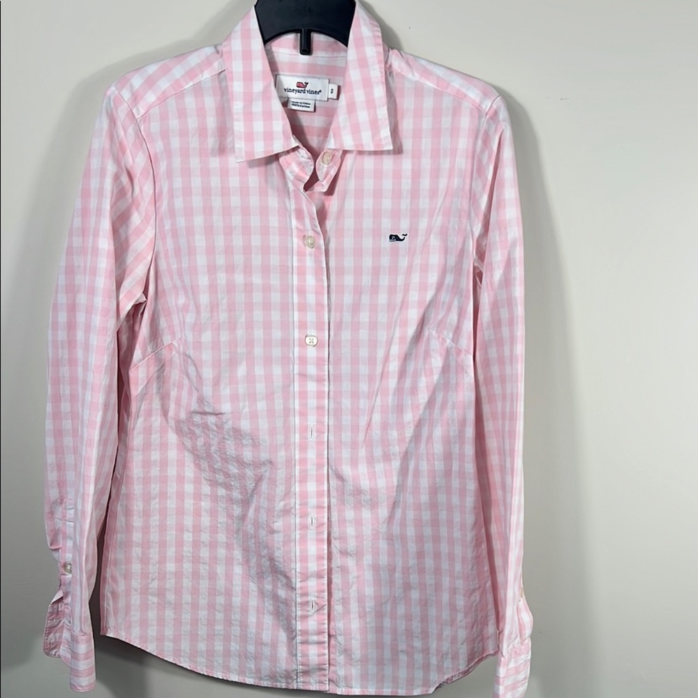 Vineyard Vines Women’s Pink Gingham Button-Up Shirt NWT Size 0